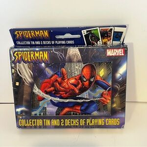 Vintage 2003 Spider-Man Bicycle Collector Tin & 2 Decks of Playing Cards NEW